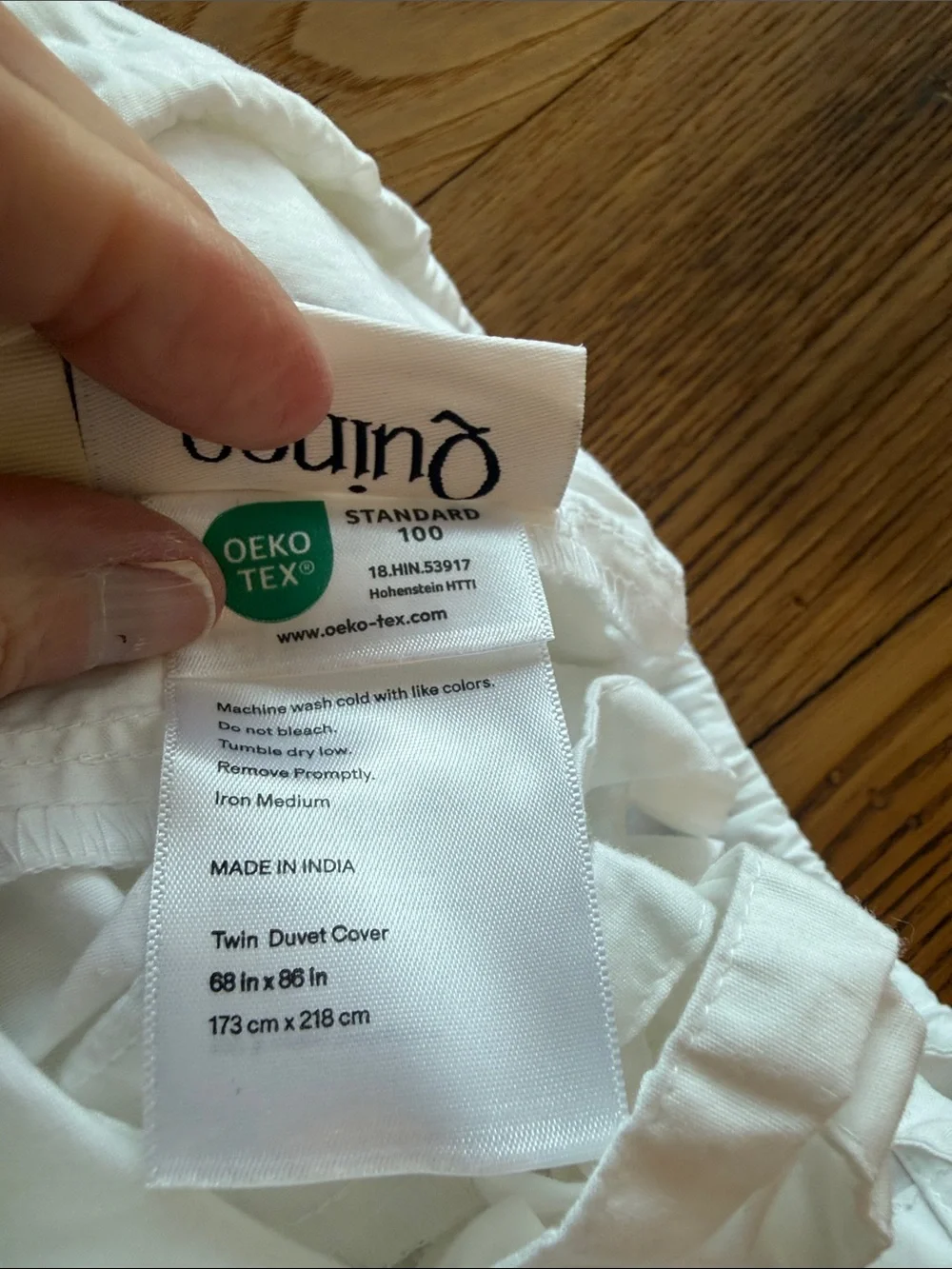 Quince 100% Organic Cotton Duvet Cover Set - Twin - White w/ Dust Bag